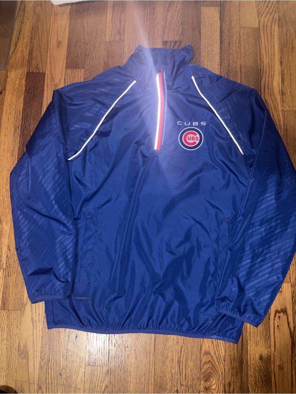 mblm Blue Cubs Pullover Windbreaker with Red-Trim Zip